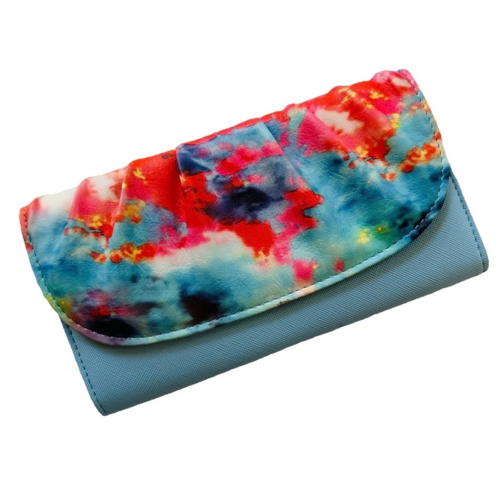 K. Cole Y2K Tie-Dye Pleated Trifold Clutch Women’s Wallet-Indie Pop Artsy NWT